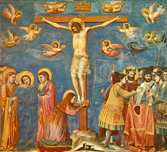 乔托- 35 - 受难 , 油 通过 giotto di bondone (1266-1337, italy)